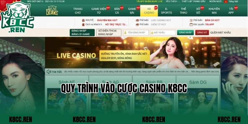 Quy trình vào cược casino k8cc